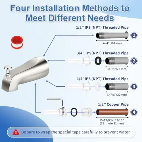 Brushed Nickel Bathtub Spout With Pull-Push Diverter, Compatible With 1/2″ Slip-On Copper And 1/2″, 3/4″ IPS Threaded Pipes,
Brushed Nickel Bathtub Spout With Pull-Push Diverter, Compatible With 1/2″ Slip-On Copper And 1/2″, 3/4″ IPS Threaded Pipes,