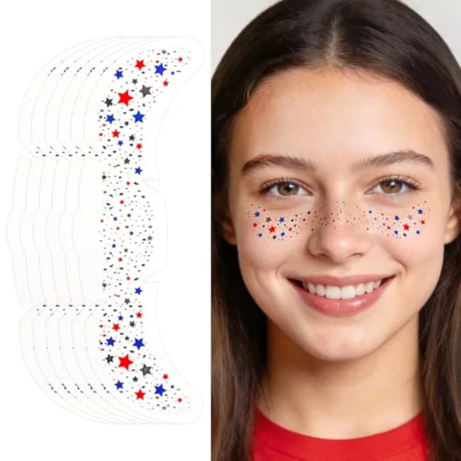 Red White Blue Glitter Freckles Face Tattoo, 4th of July Temporary Tattoos, Patriotic USA Flag Star Freckle Stickers, Independe
Red White Blue Glitter Freckles Face Tattoo, 4th of July Temporary Tattoos, Patriotic USA Flag Star Freckle Stickers, Independe