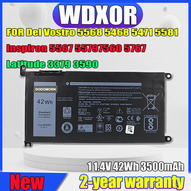 New WDX0R For DELL Vostro 5568 5468 54715581 Lnspiron 5567 55797560 5767 Latitude 3379 3540 11.4V 42Wh Laptop Battery
New WDX0R For DELL Vostro 5568 5468 54715581 Lnspiron 5567 55797560 5767 Latitude 3379 3540 11.4V 42Wh Laptop Battery