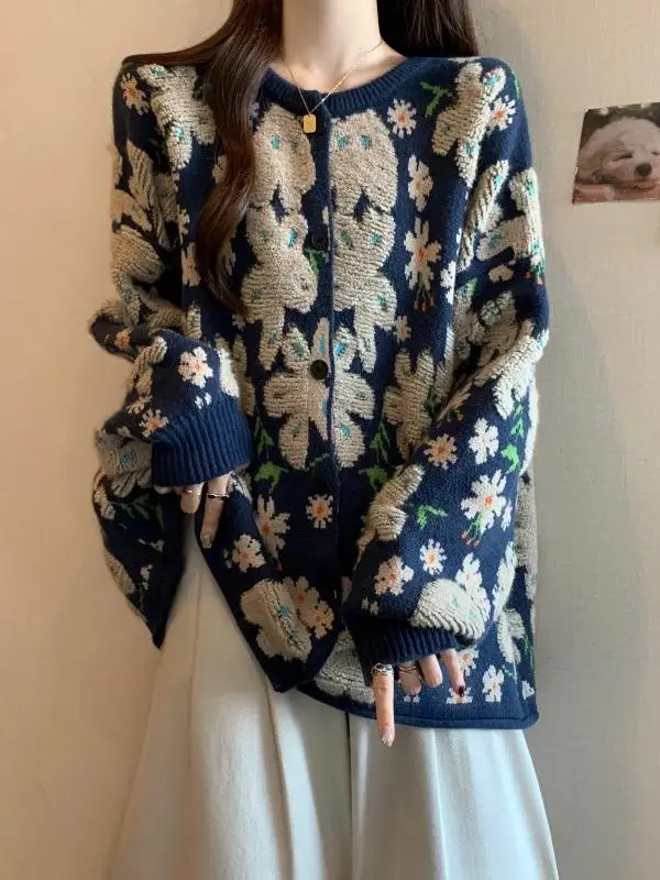 Blue Knitted Embroidered Cardigan Sweater Women's Medium Length Spring Early Season plus Size Big MM Outerwear
Blue Knitted Embroidered Cardigan Sweater Women's Medium Length Spring Early Season plus Size Big MM Outerwear