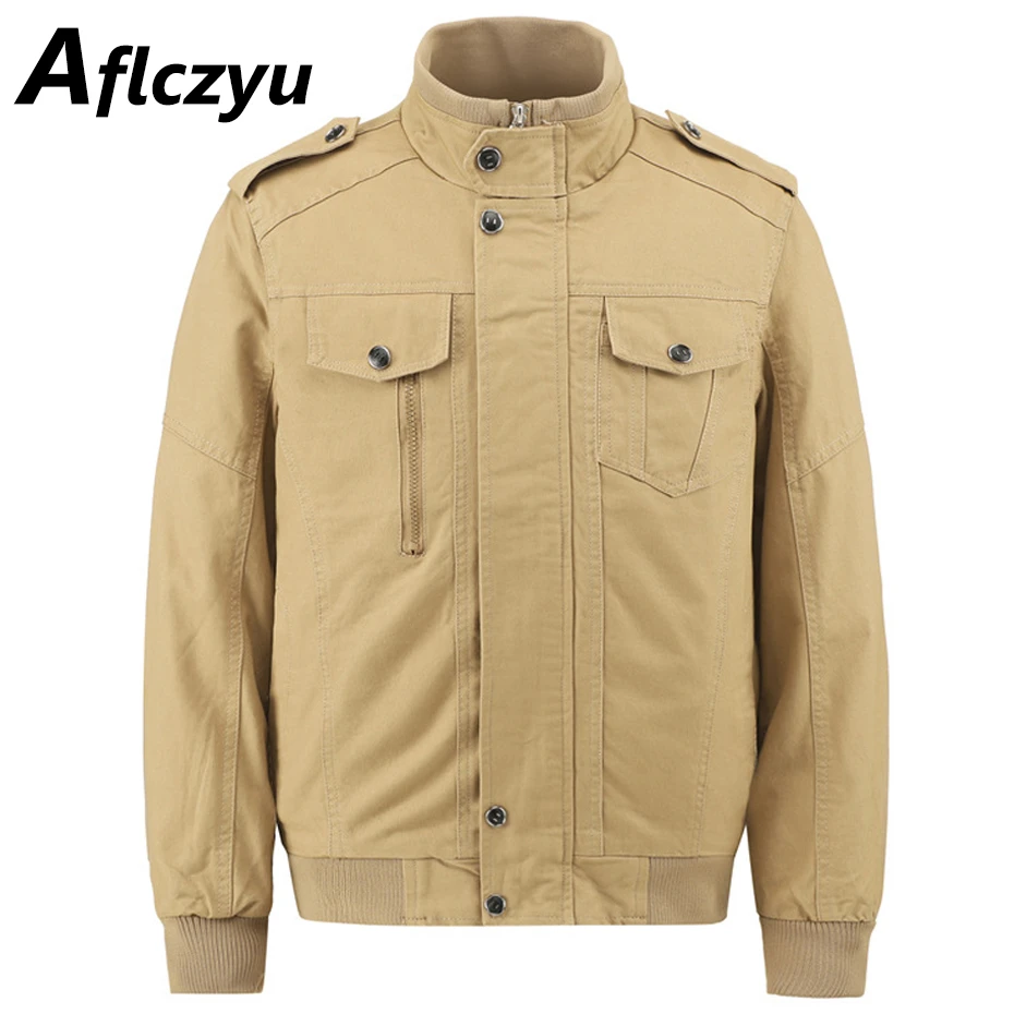Cargo Jacket Men Fashion Casual Stand Collar Jacket Khaki Coat Spring Autumn Pilot Jackets Male Outerwear
Cargo Jacket Men Fashion Casual Stand Collar Jacket Khaki Coat Spring Autumn Pilot Jackets Male Outerwear