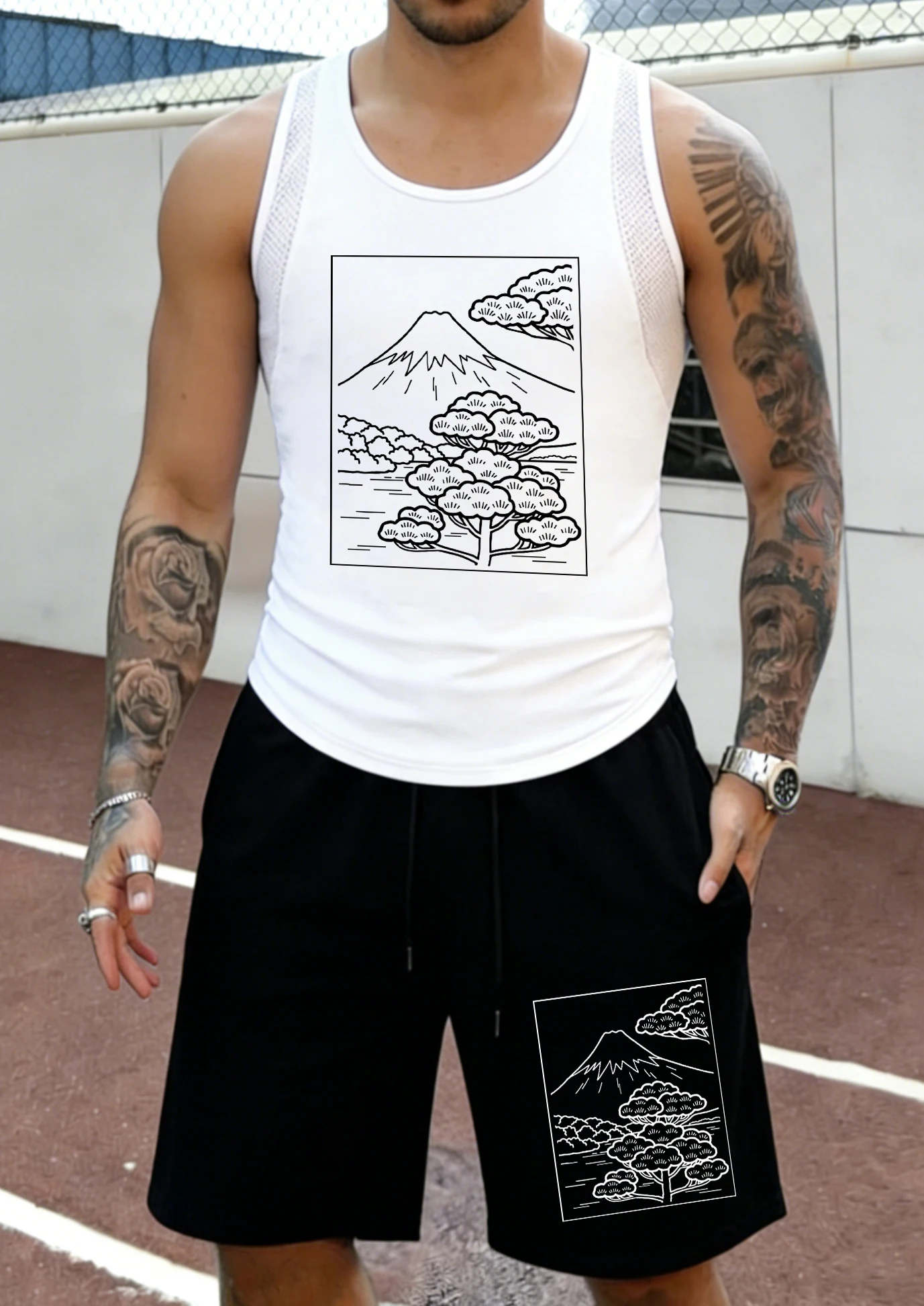 Creative Mountain Pine Trees Prints Summer Sport Breathable Vest Suit Gym Swim Pants Men Fashion Cool Tee Loose Simple Bottom
Creative Mountain Pine Trees Prints Summer Sport Breathable Vest Suit Gym Swim Pants Men Fashion Cool Tee Loose Simple Bottom