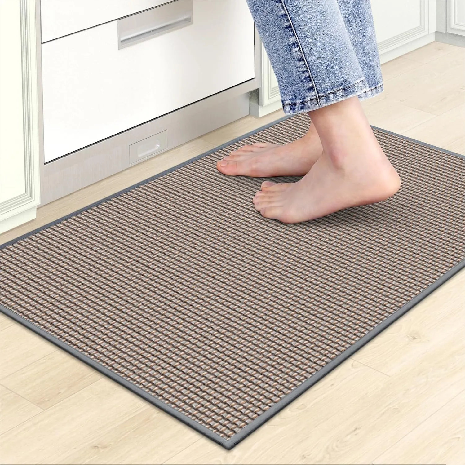 Kitchen Mat for Floor, Non-Skid, Washable, Absorbent Runner Rug for In Front of Sink, Entryway, Rubber Backing, 17.3"x28", Grey
Kitchen Mat for Floor, Non-Skid, Washable, Absorbent Runner Rug for In Front of Sink, Entryway, Rubber Backing, 17.3"x28", Grey