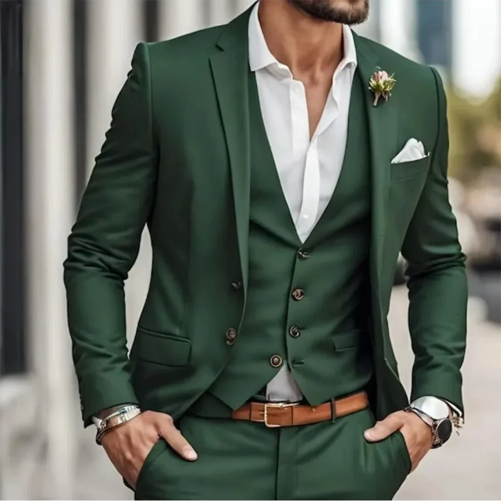 Green Single Breasted Men's Suit 3 Piecs Blazer Pants Vest Peak Lapel Dinner Party Formal Male Suits
Green Single Breasted Men's Suit 3 Piecs Blazer Pants Vest Peak Lapel Dinner Party Formal Male Suits