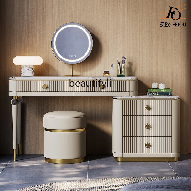 Light luxury makeup table senior designer solid wood marble integrated dressing table combination
Light luxury makeup table senior designer solid wood marble integrated dressing table combination