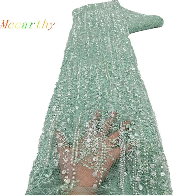 African French Tulle Sequins Beaded Lace 5 yards Nigerian Embroidered Lace Fabrics For Ladies Party Wedding Dresses Sewing
African French Tulle Sequins Beaded Lace 5 yards Nigerian Embroidered Lace Fabrics For Ladies Party Wedding Dresses Sewing