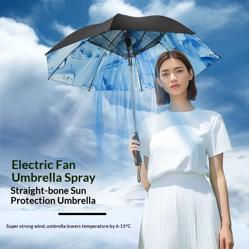 Straight Misting Fan Cooling Umbrella Black Rubber Coating UV Blocking Parasol 2 In 1 Sun & Rain Dual Use Outdoor Adult Golf
Straight Misting Fan Cooling Umbrella Black Rubber Coating UV Blocking Parasol 2 In 1 Sun & Rain Dual Use Outdoor Adult Golf