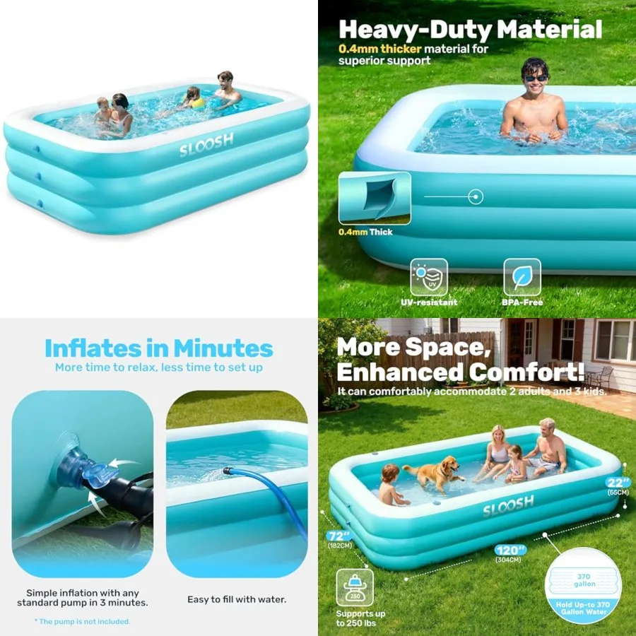 Inflatable Pool for Adults with Seats, Full-Sized Blow Up Durable Thickened Above Ground Family Pool, Large Swimming Pools for
Inflatable Pool for Adults with Seats, Full-Sized Blow Up Durable Thickened Above Ground Family Pool, Large Swimming Pools for