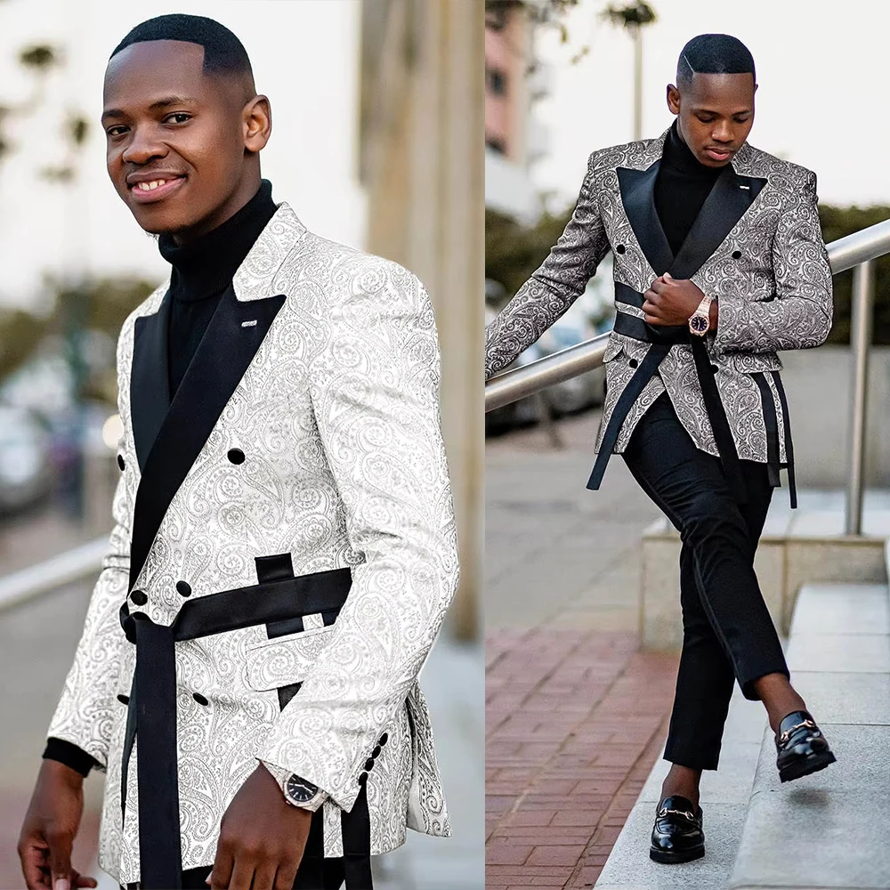 Customized Jacquard Men's Suits Tailored 2 Pieces Blazer Pants Double Breasted with Belt Wedding Formal Occasion Plus Size
Customized Jacquard Men's Suits Tailored 2 Pieces Blazer Pants Double Breasted with Belt Wedding Formal Occasion Plus Size