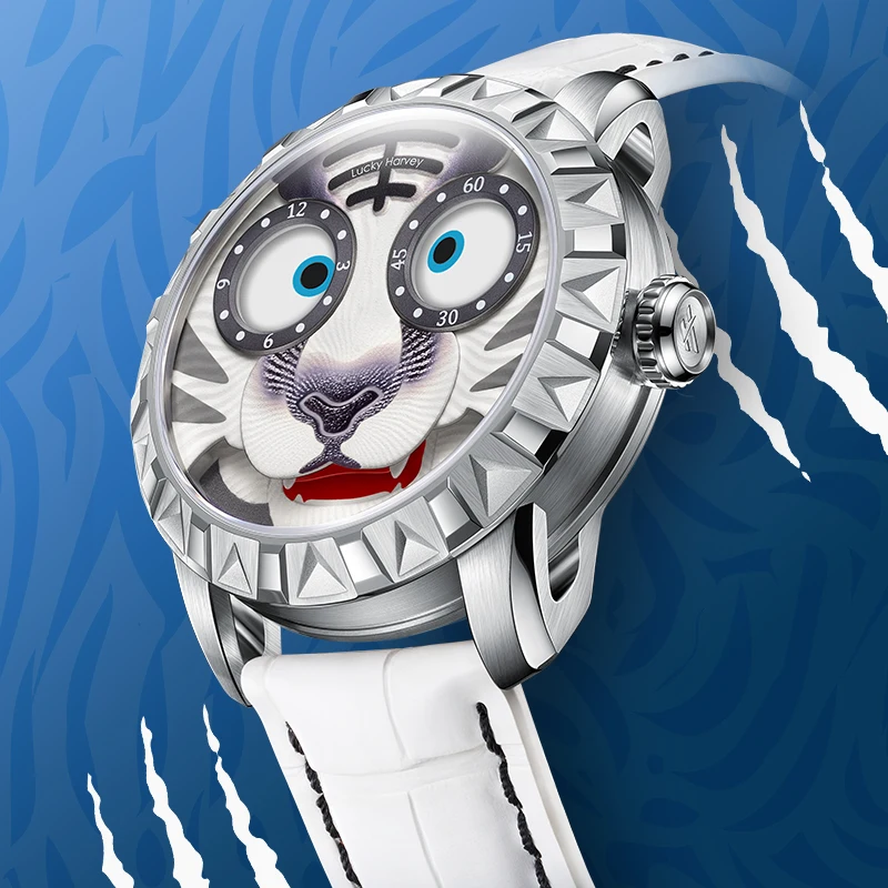 Мужские автоматические механические часы Lucky Harvey White Tiger с уникальным мультяшным циферблатом, запасом хода 40 часов и кожаным ремешком
Мужские автоматические механические часы Lucky Harvey White Tiger с уникальным мультяшным циферблатом, запасом хода 40 часов и кожаным ремешком