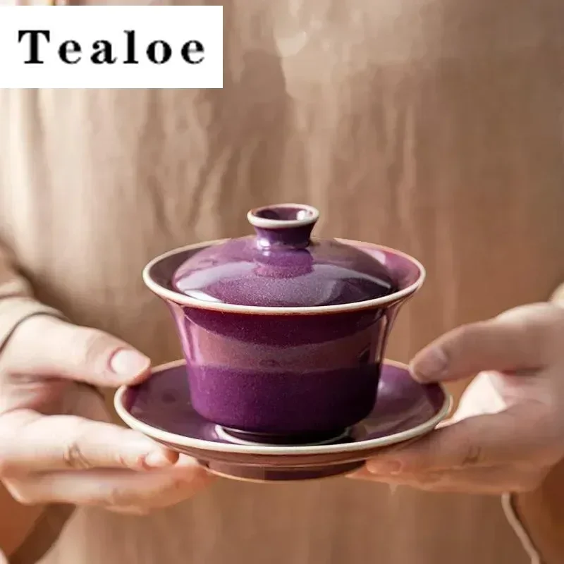 190ml Handmade Purple Jun Kiln Gaiwan Chinese Respectful Three Talent Tea Tureen Tea Maker Cover Bowl Kung Fu Teaset Collection
190ml Handmade Purple Jun Kiln Gaiwan Chinese Respectful Three Talent Tea Tureen Tea Maker Cover Bowl Kung Fu Teaset Collection