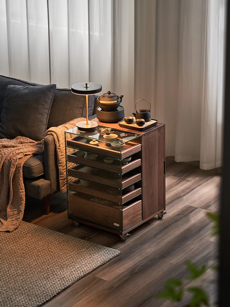 Solid wood brewed tea table tea cabinet movable sofa side cabinet living room black walnut display cabinet tea table
Solid wood brewed tea table tea cabinet movable sofa side cabinet living room black walnut display cabinet tea table