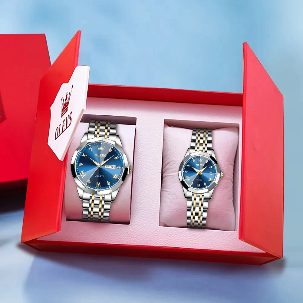 OLEVS Couple Watches Set for His Hers Quartz Wristwatch Men Women Solid Stainless Steel Strap Rhombus Design Lover's Watch Gifts
OLEVS Couple Watches Set for His Hers Quartz Wristwatch Men Women Solid Stainless Steel Strap Rhombus Design Lover's Watch Gifts