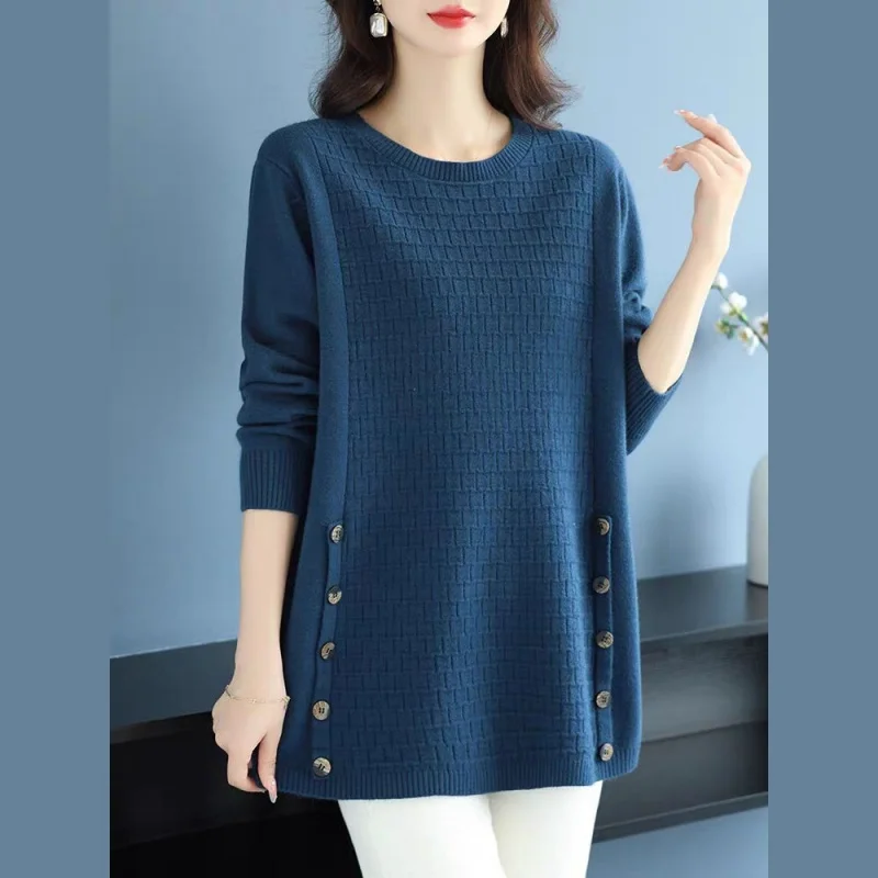 Middle-Aged Mom Autumn Winter Sweater Women Plus Size Knitted Loose Comfortable Stylish Belly Covering Mid-Length Base Shirt
Middle-Aged Mom Autumn Winter Sweater Women Plus Size Knitted Loose Comfortable Stylish Belly Covering Mid-Length Base Shirt