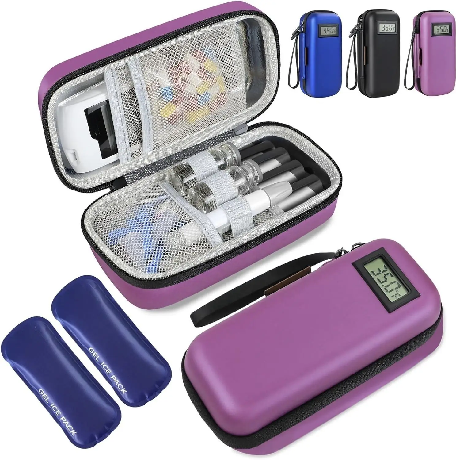 ICn Cooler Travel Case with Thermometer Display Waterproof Medicine Organizer Bag Insulin Cooling Bag for Diabetics
ICn Cooler Travel Case with Thermometer Display Waterproof Medicine Organizer Bag Insulin Cooling Bag for Diabetics