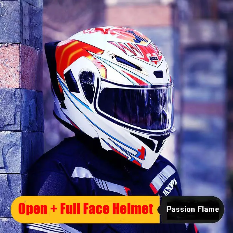 Motorcycle Full Face Helmet Double Lens Motocross Open Face Protection Safety All Season Universal Helmet Trendy Large Tail Wing
Motorcycle Full Face Helmet Double Lens Motocross Open Face Protection Safety All Season Universal Helmet Trendy Large Tail Wing