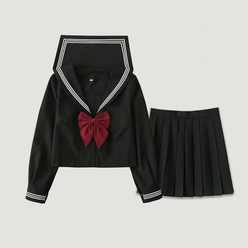 Black White JK Uniform Summer Short/long Sleeve Japanese School Uniforms Girls Sailor Sets Pleated Skirt JK Uniform COS Costume
Black White JK Uniform Summer Short/long Sleeve Japanese School Uniforms Girls Sailor Sets Pleated Skirt JK Uniform COS Costume
