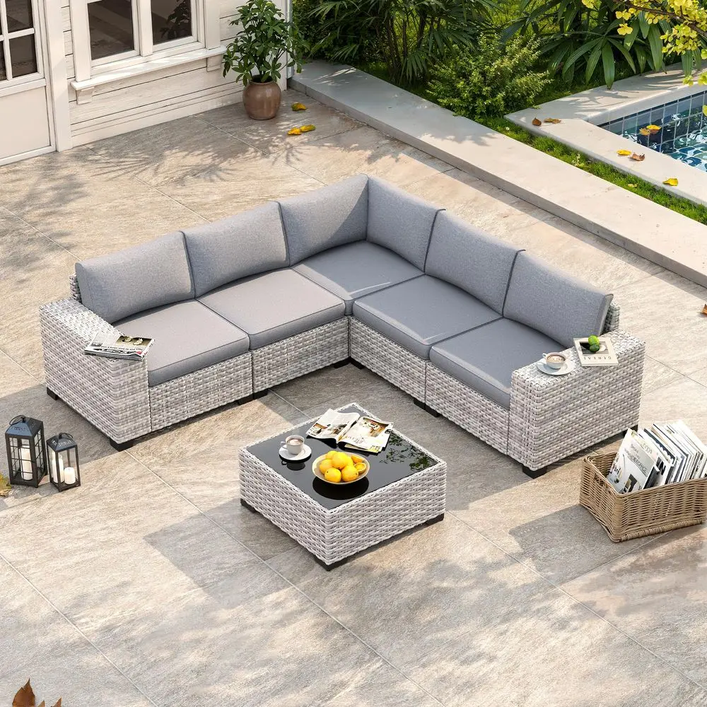 Piece Outdoor Wicker Sectional Sofa Set, 5Seats Patio Furniture Conversation Set with 4 Thickened Cushions amp Coffee Table, Al
Piece Outdoor Wicker Sectional Sofa Set, 5Seats Patio Furniture Conversation Set with 4 Thickened Cushions amp Coffee Table, Al