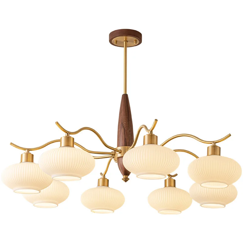 Medieval chandelier living room full copper light luxury new Chinese walnut bedroom
Medieval chandelier living room full copper light luxury new Chinese walnut bedroom