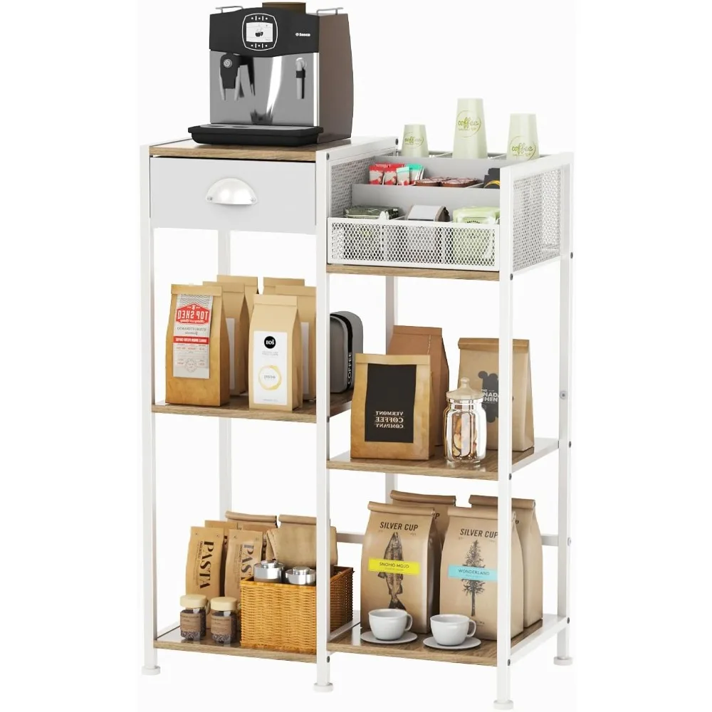 Coffee Bar Station with Drawer, 6 Tier Coffee Table with Dividers for Organizing, 3 Tier White Storage Stand for Living Room/Kit
Coffee Bar Station with Drawer, 6 Tier Coffee Table with Dividers for Organizing, 3 Tier White Storage Stand for Living Room/Kit