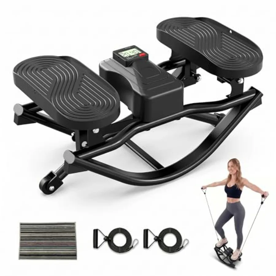 Home workout stepper with 3D motion, resistance bands, LCD monitor, black steel frame, compact design for full-body exercise
Home workout stepper with 3D motion, resistance bands, LCD monitor, black steel frame, compact design for full-body exercise