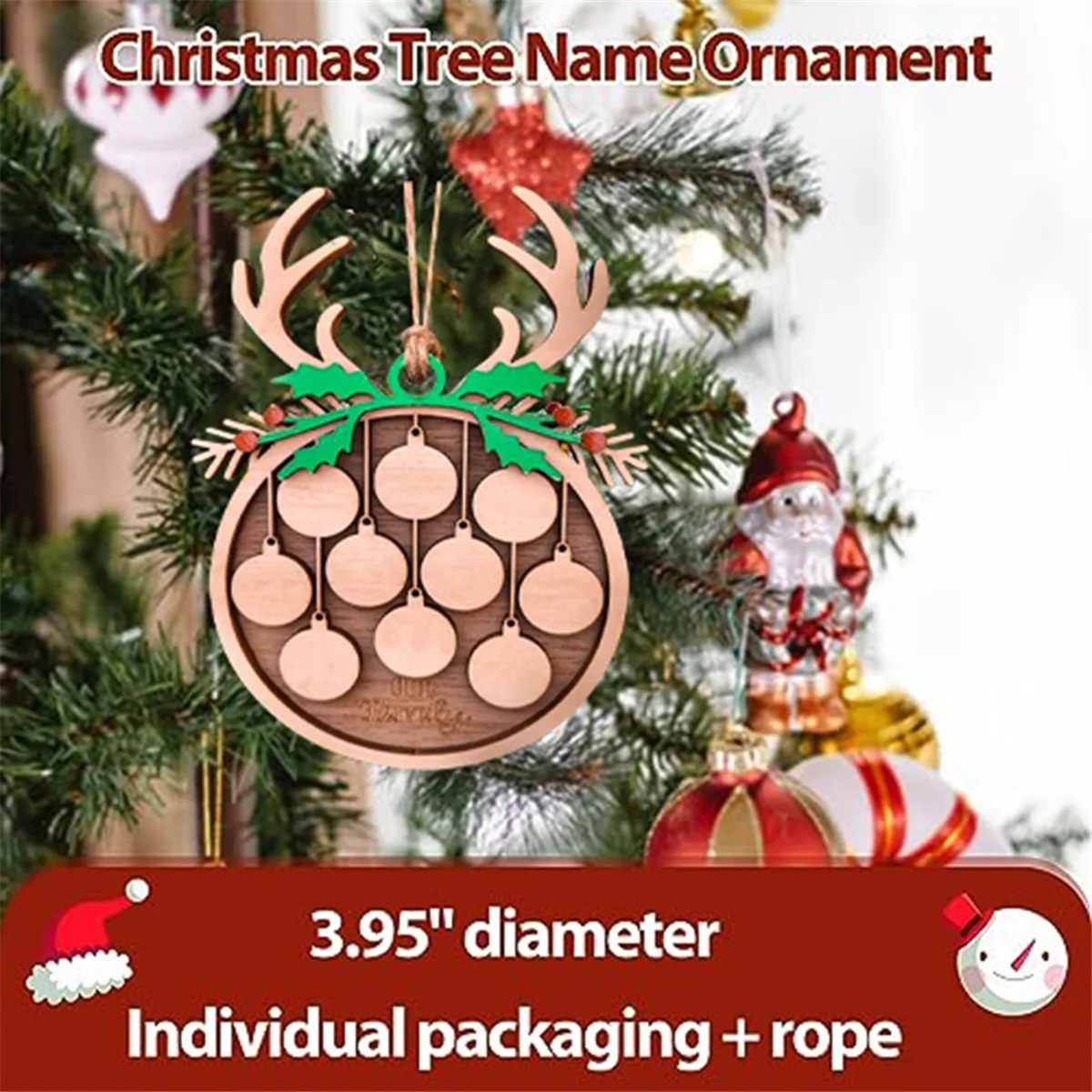PA-Personalized Christmas Ornaments Christmas Tree Decoration 10 Names Comes with a Rope (Antlers + Green
PA-Personalized Christmas Ornaments Christmas Tree Decoration 10 Names Comes with a Rope (Antlers + Green