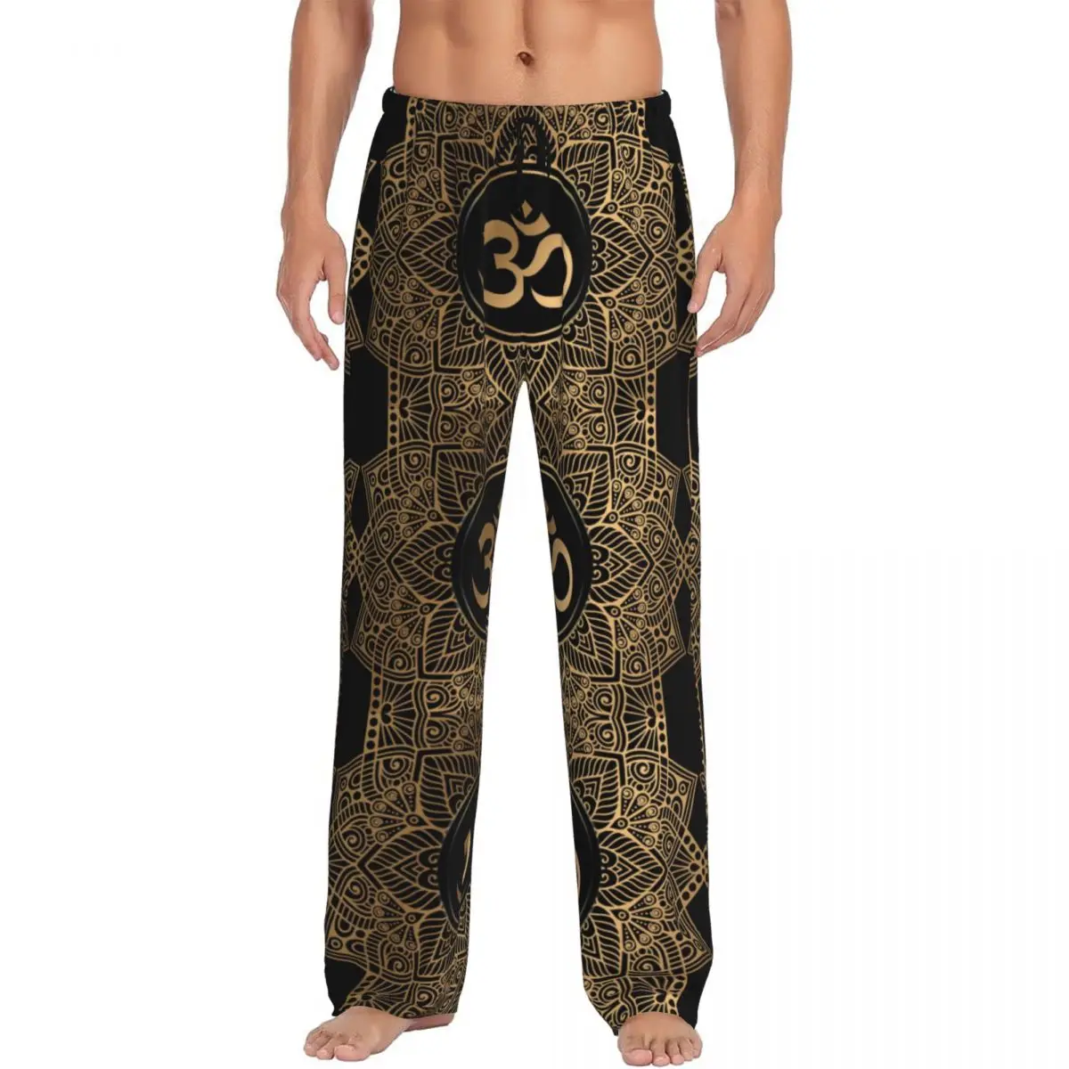 Custom Print Golden Om Mandala Pajama Pants Men Henna Aum Sleep Sleepwear Bottoms with Pockets
Custom Print Golden Om Mandala Pajama Pants Men Henna Aum Sleep Sleepwear Bottoms with Pockets