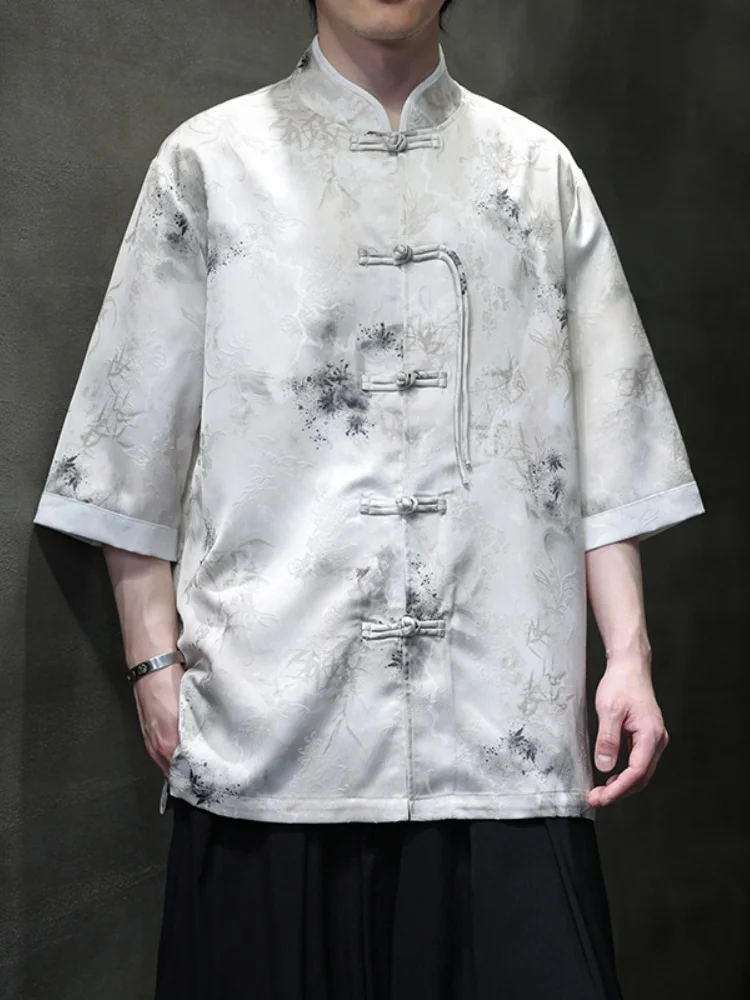 New Chinese Sle Men's Summer Thin Ice Silk ort Sve irt Refaioned Tang Costume Loose Fit Printed Casual Faion
New Chinese Sle Men's Summer Thin Ice Silk ort Sve irt Refaioned Tang Costume Loose Fit Printed Casual Faion