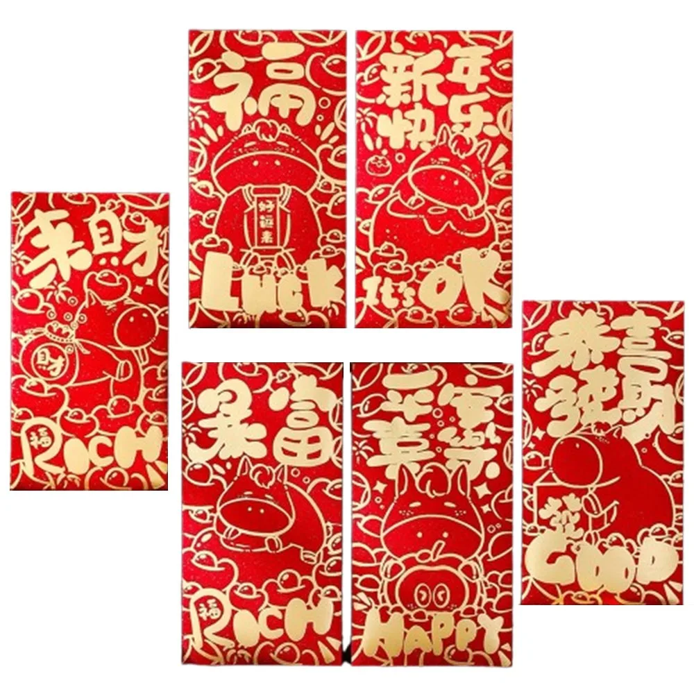 6pcs 2026 Horse Year Chinese New Year Red Envelope Traditional Cartoon Red Pocket Hongbao Thickened Lucky Money Envelopes
6pcs 2026 Horse Year Chinese New Year Red Envelope Traditional Cartoon Red Pocket Hongbao Thickened Lucky Money Envelopes