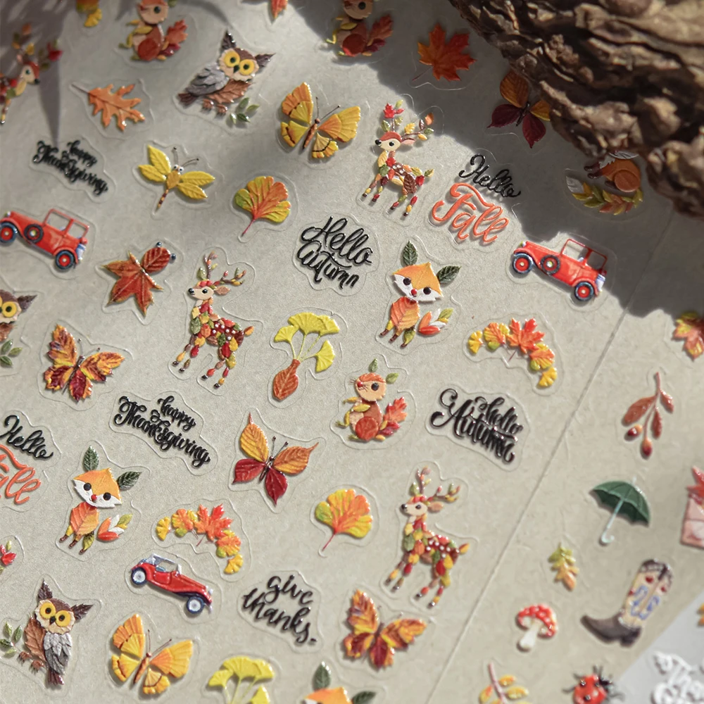 Magical Forest 5D Nail Art Sticker Autumn Animals Fox Butterfly Owl Deer Classic Cars Falling Leaves Seasonal Manicure Decal DIY
Magical Forest 5D Nail Art Sticker Autumn Animals Fox Butterfly Owl Deer Classic Cars Falling Leaves Seasonal Manicure Decal DIY