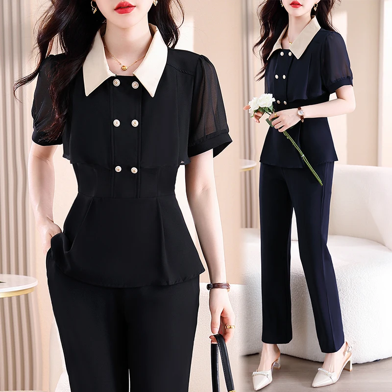 Women'S Turn Collar Short Sleeve Pants Sets,Fashion Oversize Slim Two Piece Outfits,Female Clothes,Elegant ,Summer ,2024
Women'S Turn Collar Short Sleeve Pants Sets,Fashion Oversize Slim Two Piece Outfits,Female Clothes,Elegant ,Summer ,2024