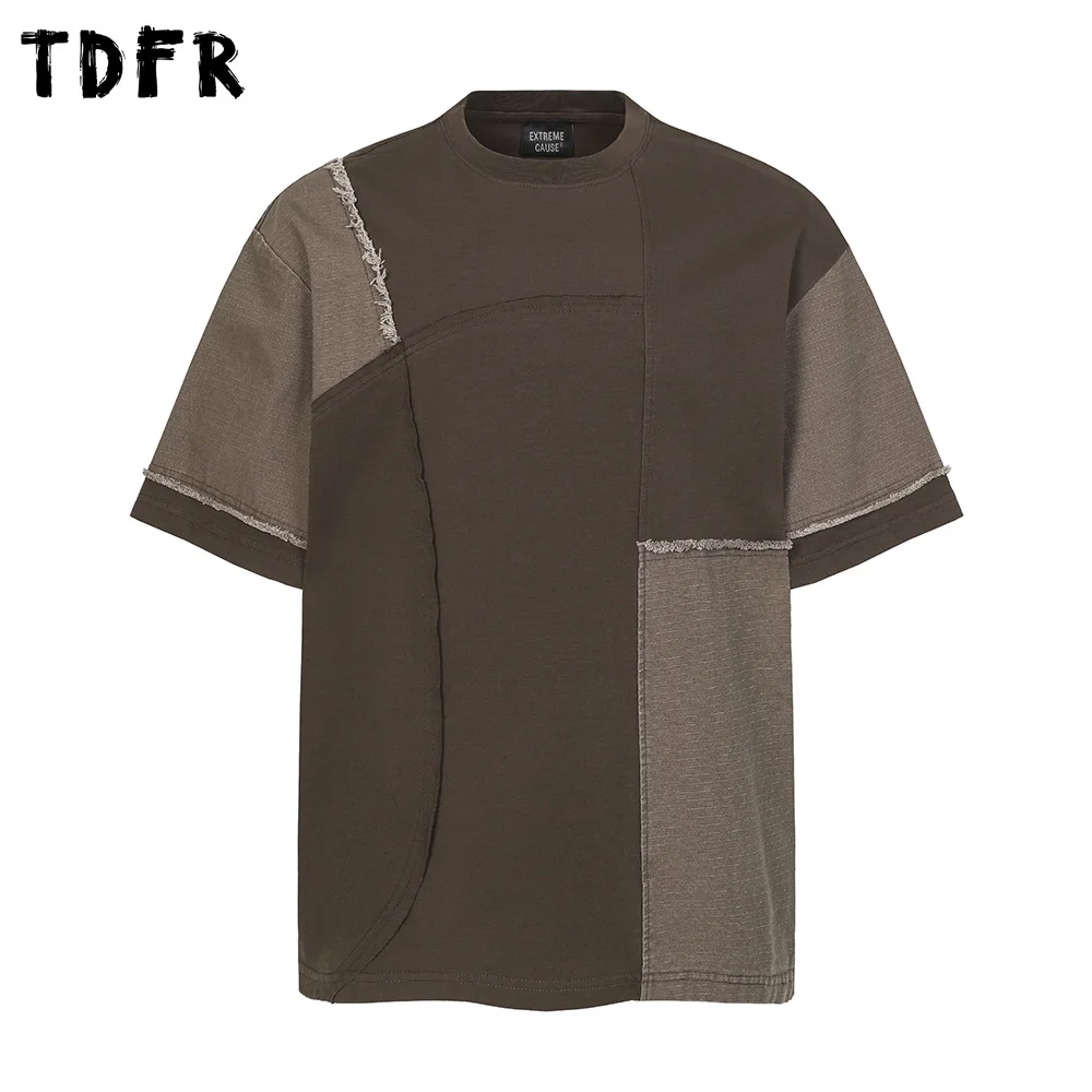 Patchwork Short Sleeve T-shirt Mens Raw Edge Spliced Summer Retro Cargo Distressed Loose Half-Sleeve Crew Neck Tee Man
Patchwork Short Sleeve T-shirt Mens Raw Edge Spliced Summer Retro Cargo Distressed Loose Half-Sleeve Crew Neck Tee Man