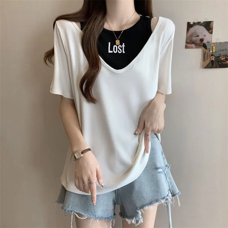 Women Summer Fashion Simplicity Letter Printing Hollow Out Short Sleeve T-Shirt Women Clothes Casual Loose Trend All-match Tops
Women Summer Fashion Simplicity Letter Printing Hollow Out Short Sleeve T-Shirt Women Clothes Casual Loose Trend All-match Tops