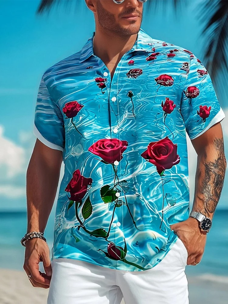 3D Rose Print Men's Shirt Top Summer Beach Surfing Men's Short-sleeved Shirt Hawaiian Style Seaside Vacation Men's Casual Shirt
3D Rose Print Men's Shirt Top Summer Beach Surfing Men's Short-sleeved Shirt Hawaiian Style Seaside Vacation Men's Casual Shirt