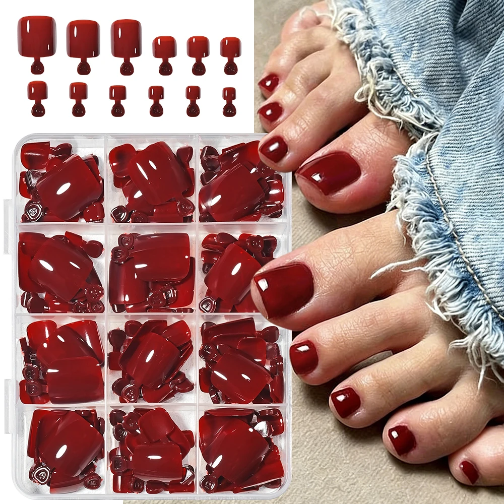 144pcs/box Glossy Red Short Square Press on Toenails Summer Solid Red False Toe Nails Full Cover Acrylic Toenails Decor 12sizes
144pcs/box Glossy Red Short Square Press on Toenails Summer Solid Red False Toe Nails Full Cover Acrylic Toenails Decor 12sizes