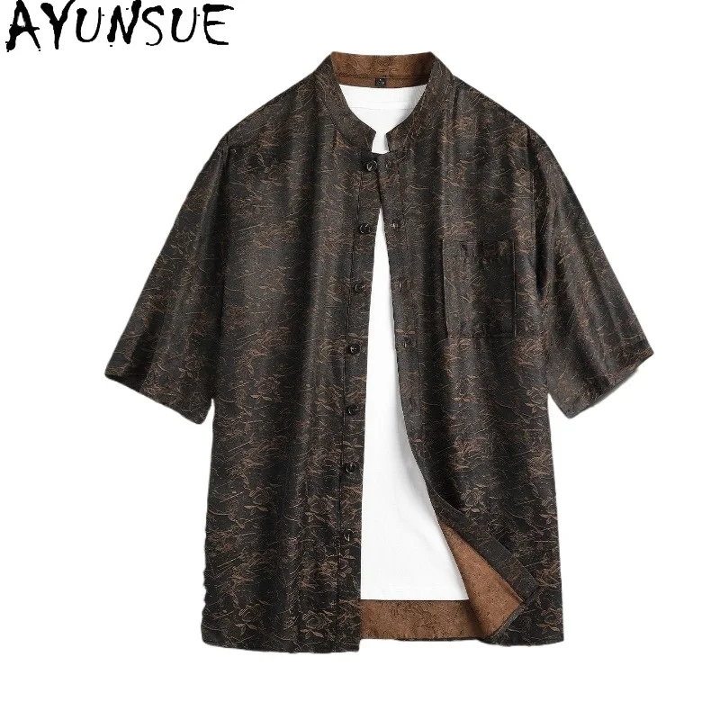 AYUNSUE 100% Natural Mulberry Silk Shirt for Men Luxury Watered Gauze Summer Top Short Sleeve Shirts Fashion Jacquard Shirt 2026
AYUNSUE 100% Natural Mulberry Silk Shirt for Men Luxury Watered Gauze Summer Top Short Sleeve Shirts Fashion Jacquard Shirt 2026