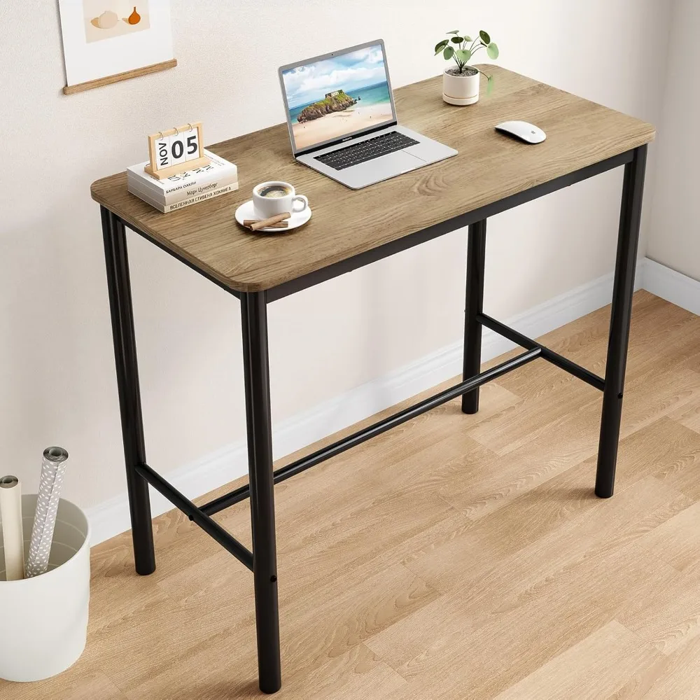 Rectangular 47 Inch High Counter Table with Metal Legs, Brown Dining Counter
Rectangular 47 Inch High Counter Table with Metal Legs, Brown Dining Counter