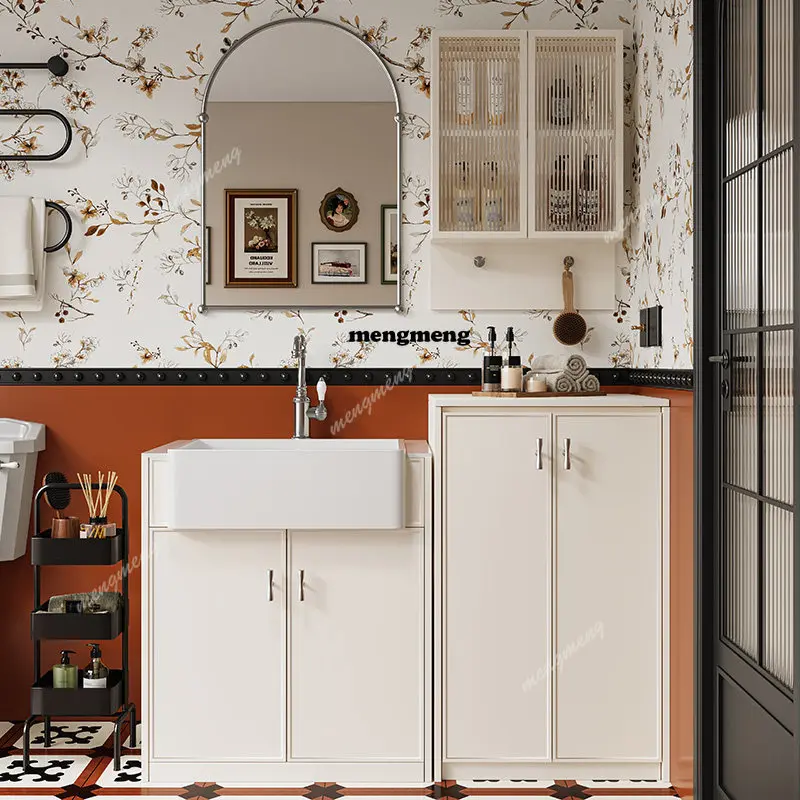 Slate ceramic retro striped basin American rubber wood flip washing machine integrated bathroom cabinet customization
Slate ceramic retro striped basin American rubber wood flip washing machine integrated bathroom cabinet customization