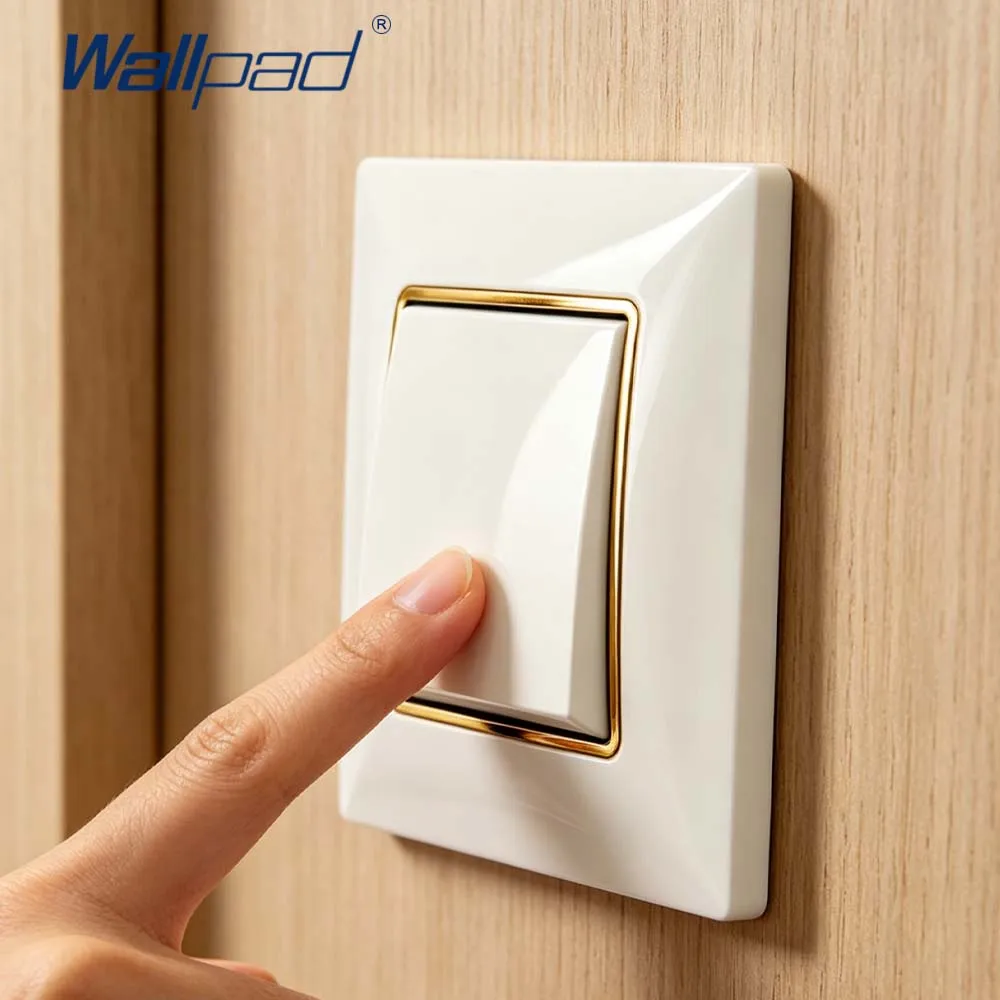 Wallpad EU Standard Wall Light Switch White PC Panel With Gold Border German French Outlet AC110-250V RJ45 TEL 10A
Wallpad EU Standard Wall Light Switch White PC Panel With Gold Border German French Outlet AC110-250V RJ45 TEL 10A