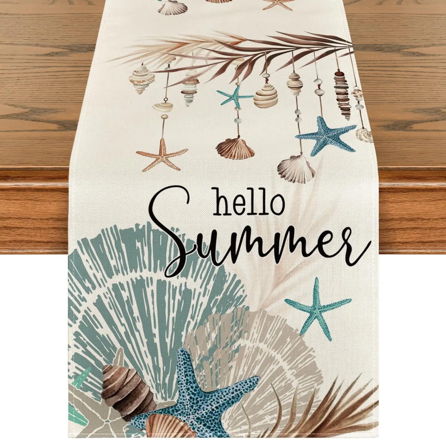 Conch Starfish Hello Summer Table Runner, Sea Shell Seasonal Kitchen Dining Table Decoration for Home Party Decor
Conch Starfish Hello Summer Table Runner, Sea Shell Seasonal Kitchen Dining Table Decoration for Home Party Decor