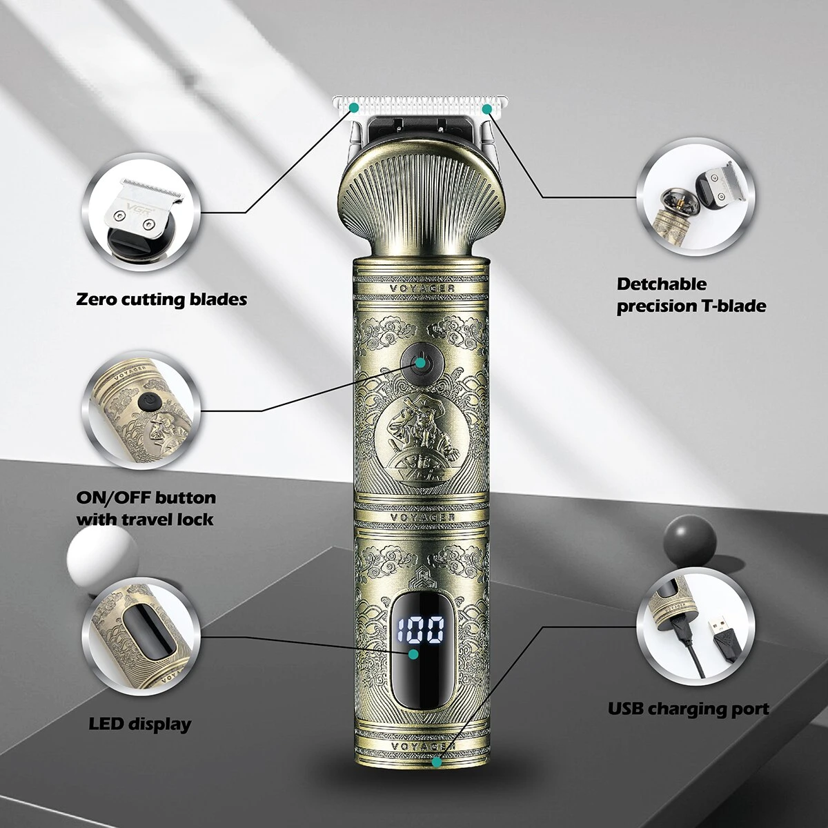 Hair Trimmer Professional Hair Clipper Metal Hair Cutting Machine Cordless Rechargeable Trimmer Men V-962
Hair Trimmer Professional Hair Clipper Metal Hair Cutting Machine Cordless Rechargeable Trimmer Men V-962