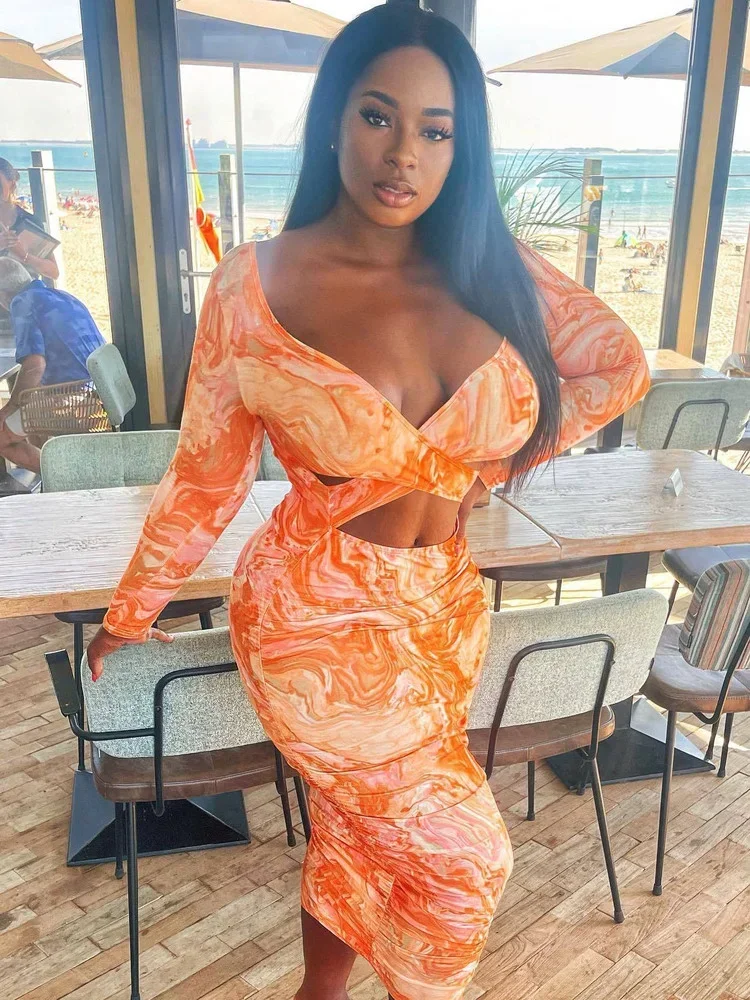 Женское облегающее платье-миди KEXU с длинным рукавом и перекрестной талией 
Женское облегающее платье-миди KEXU с длинным рукавом и перекрестной талией