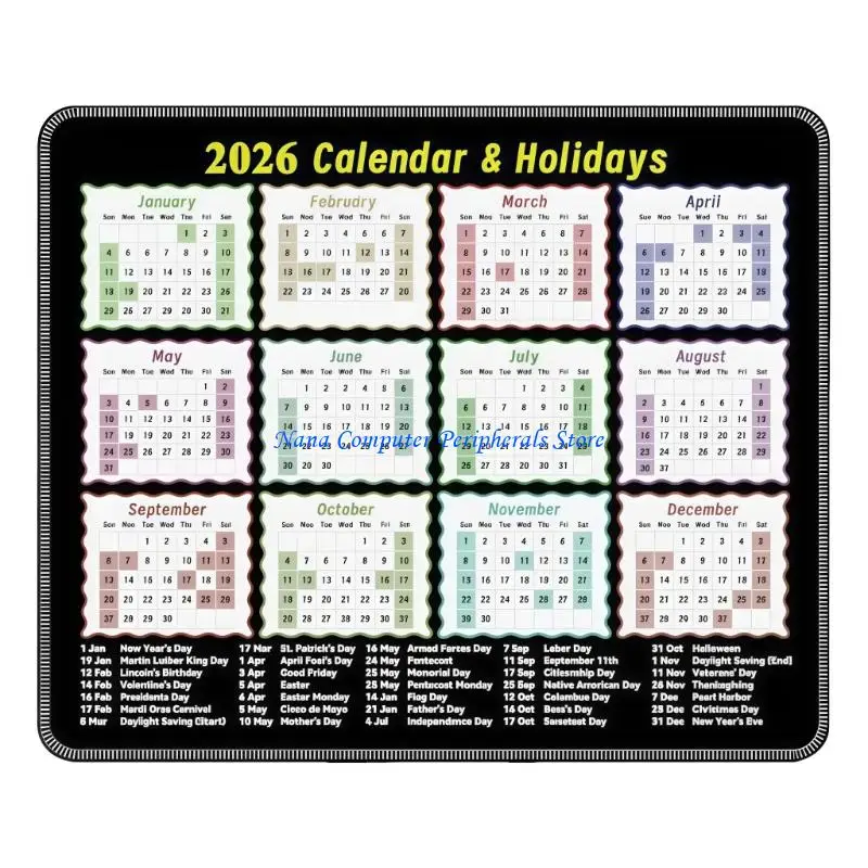 F68C Easy Clean Rubber Mouse Pad Integrated 2026 Calendar Planner For StressFree Computing And Efficient Daily Planning