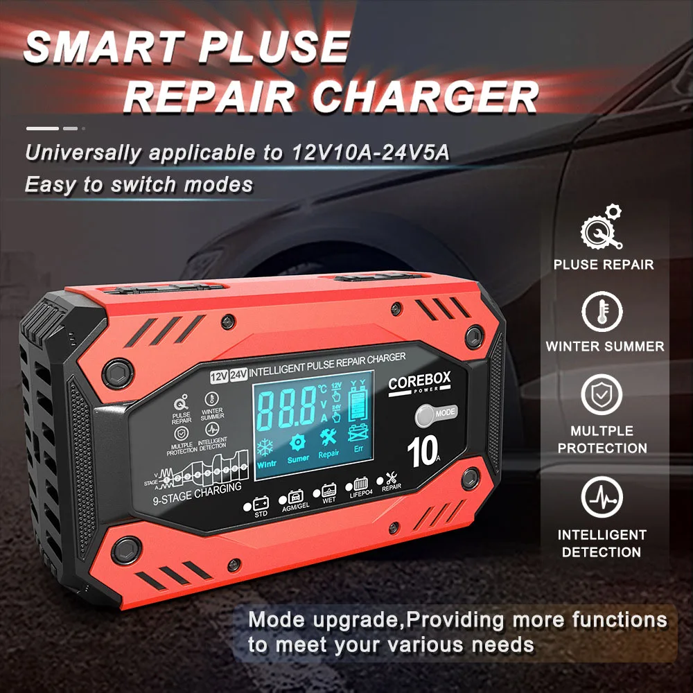 10A/12V 5A/24V Storage Battery Chargers For Lead Acid AGM GEL Batteries Car Battery Charger Accessories Intelligent Pulse Repair
10A/12V 5A/24V Storage Battery Chargers For Lead Acid AGM GEL Batteries Car Battery Charger Accessories Intelligent Pulse Repair
