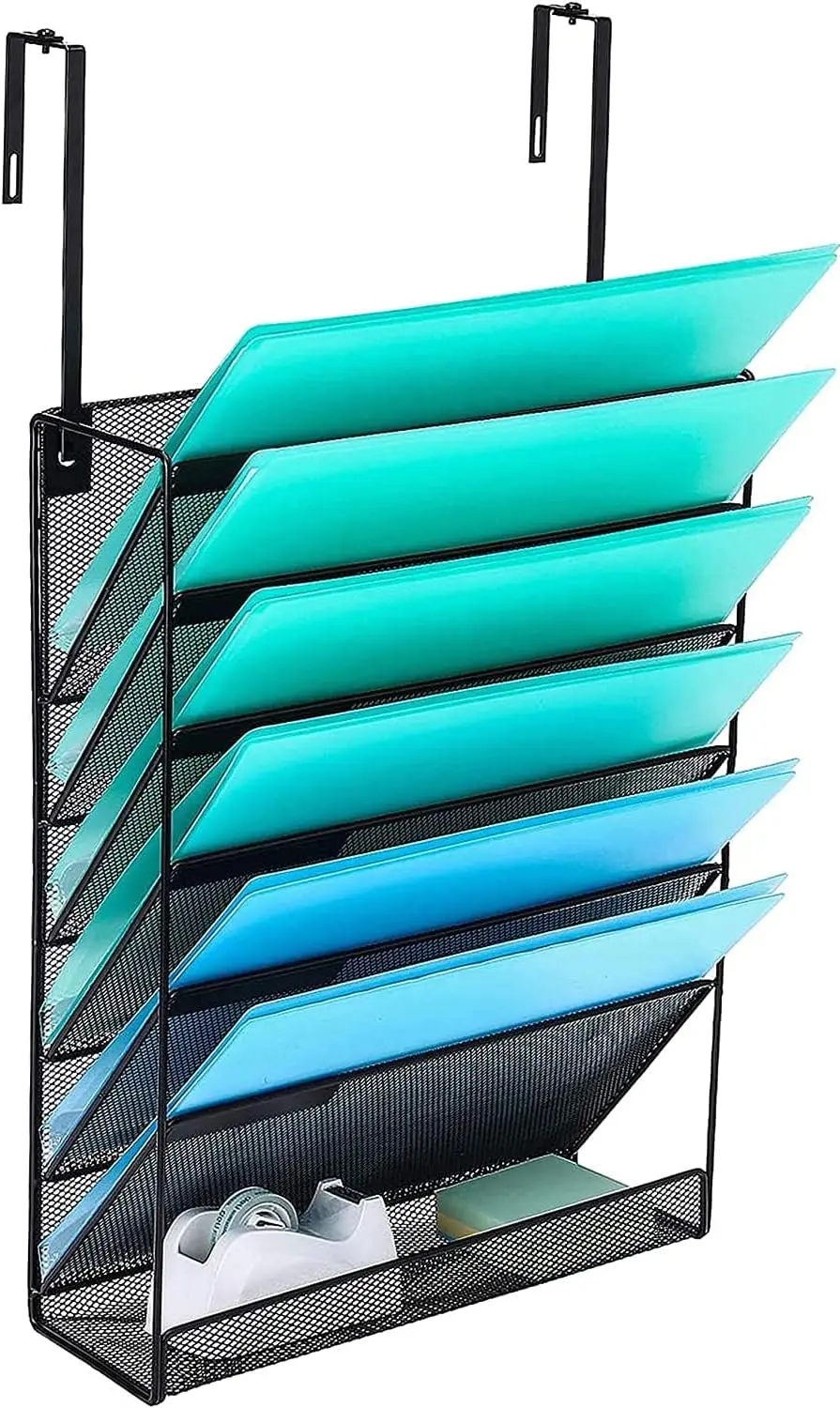 Wall Mounted Hanging File Organizer, 7 Compartments, No Drilling, Black
Wall Mounted Hanging File Organizer, 7 Compartments, No Drilling, Black