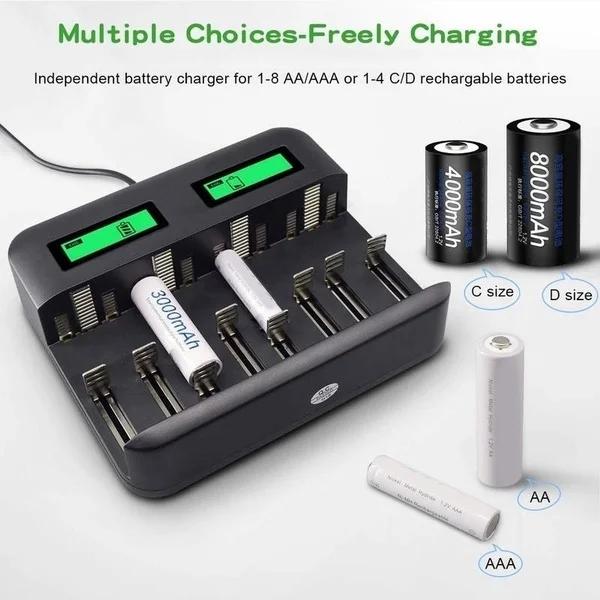 8 Slots Smart with LCD Display Digital Charging Station for Aa Aaa C USB Powered Multi Bay
8 Slots Smart with LCD Display Digital Charging Station for Aa Aaa C USB Powered Multi Bay