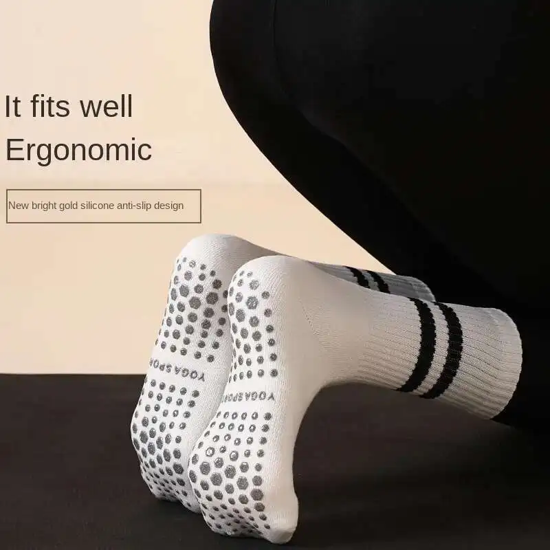 1 пара хлопковых дышащих носков для йоги до середины икры, однотонные полосатые противоскользящие спортивные носки, носки для пилатеса, носки для танцев, фитнеса и тренировок 
1 пара хлопковых дышащих носков для йоги до середины икры, однотонные полосатые противоскользящие спортивные носки, носки для пилатеса, носки для танцев, фитнеса и тренировок