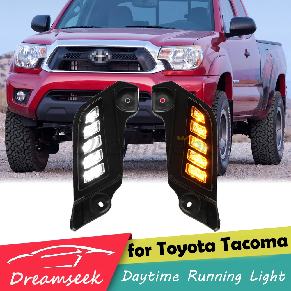 Автомобильные дневные фонари для Toyota Tacoma 2012 2013 2014 2015, передние противотуманные фары с желтым указателем поворота
Автомобильные дневные фонари для Toyota Tacoma 2012 2013 2014 2015, передние противотуманные фары с желтым указателем поворота