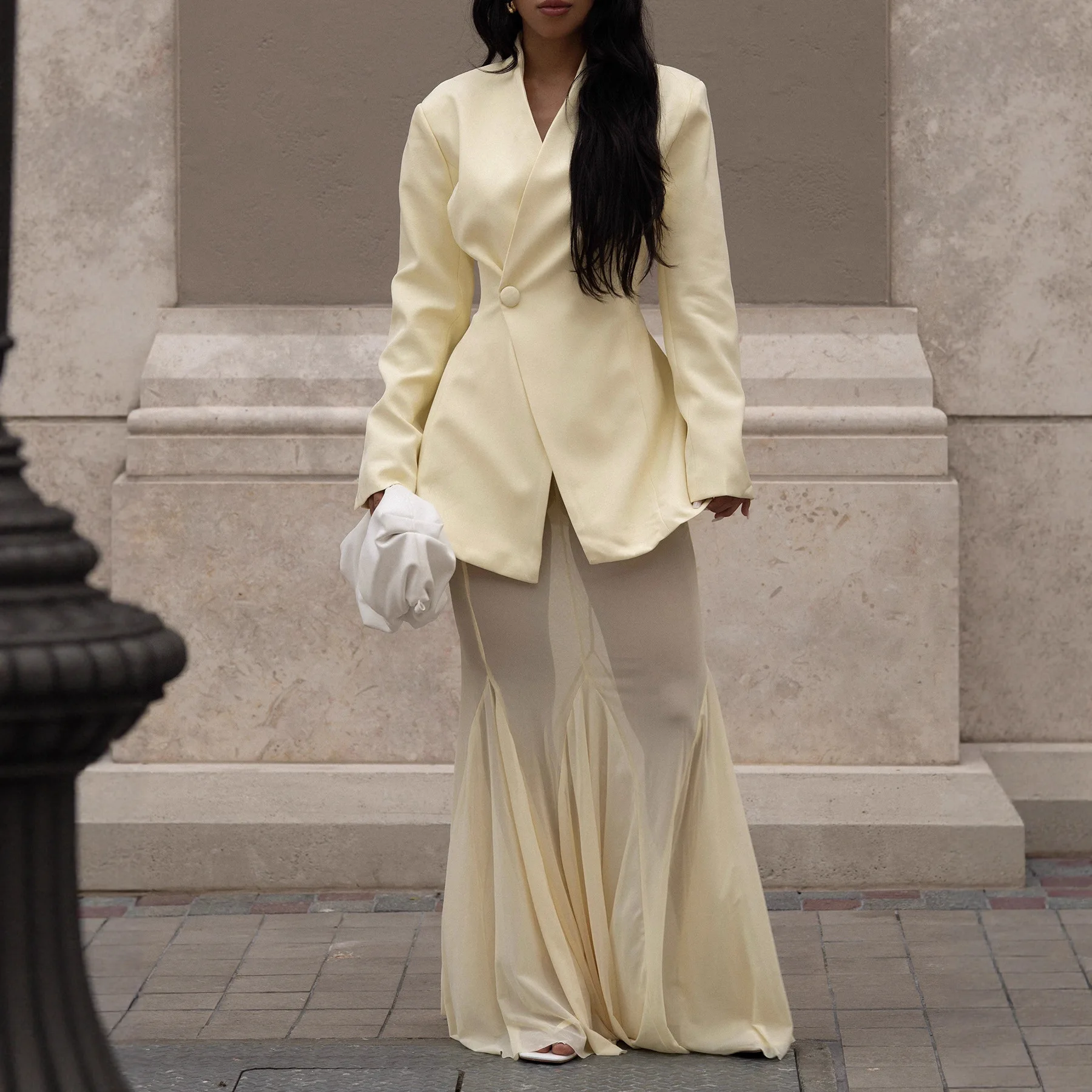 Women's Solid Color Suit Mesh Skirt Two Piece Set Fashion Long Sleeve V-Neck Blazer Top See Through+Mesh Skirts Chic Two Piece
Women's Solid Color Suit Mesh Skirt Two Piece Set Fashion Long Sleeve V-Neck Blazer Top See Through+Mesh Skirts Chic Two Piece