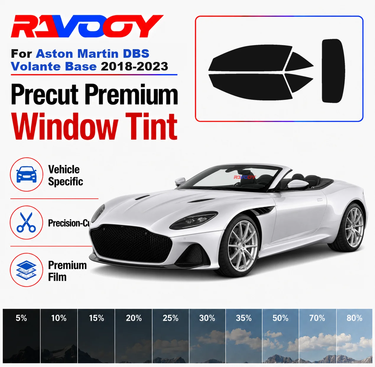 Premium Precut Window Tint Kit Front Rear Windows Rear Windshield For Aston Martin DBS Volante Base 2018-2023 Nano Ceramic Film
Premium Precut Window Tint Kit Front Rear Windows Rear Windshield For Aston Martin DBS Volante Base 2018-2023 Nano Ceramic Film